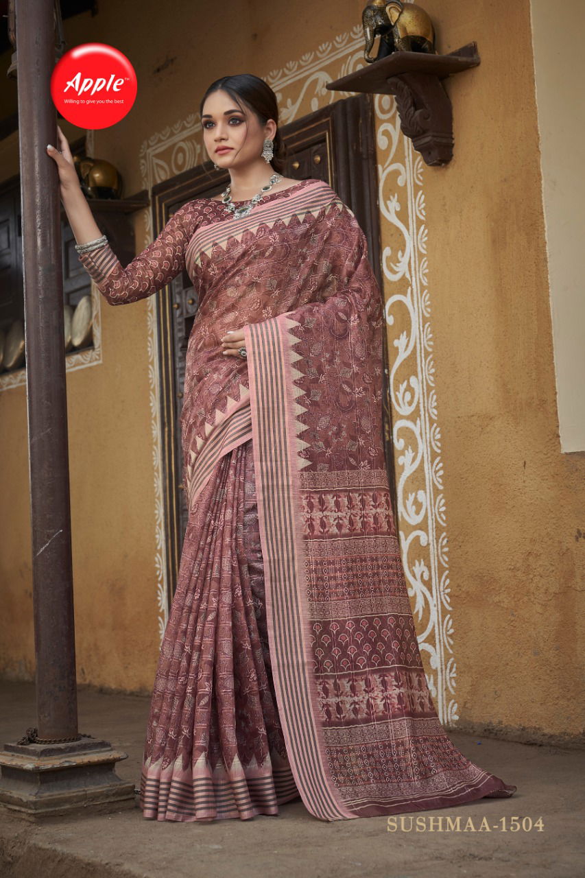 Apple Sushmaa 15 New Designer Fancy Wear Printed Silk Saree Collection